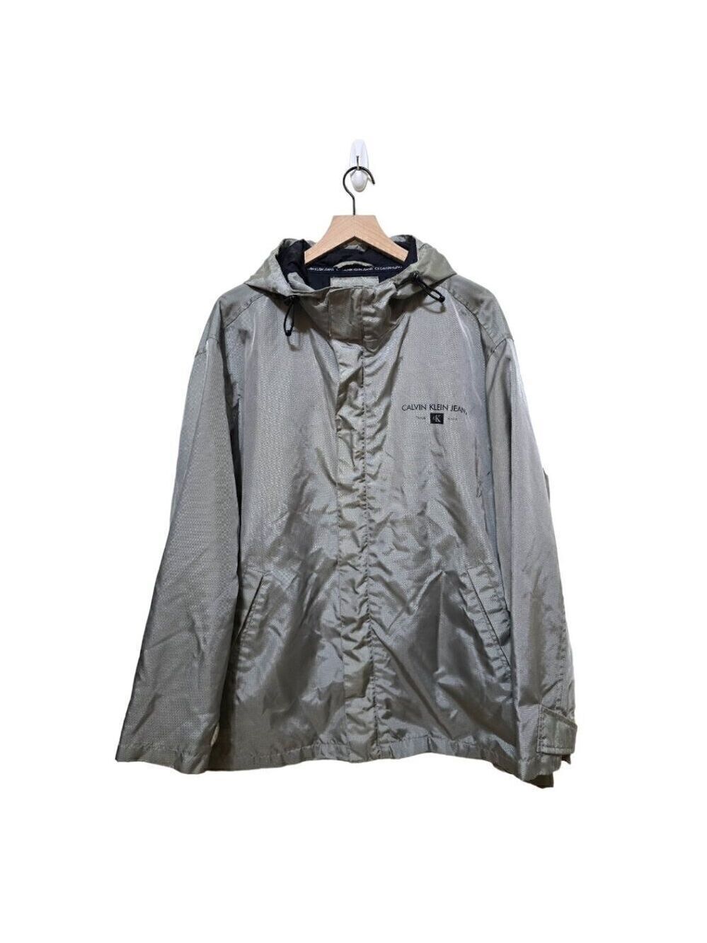 Calvin Klein Jeans Gray Nylon Hooded Anorak Jacket Sz M